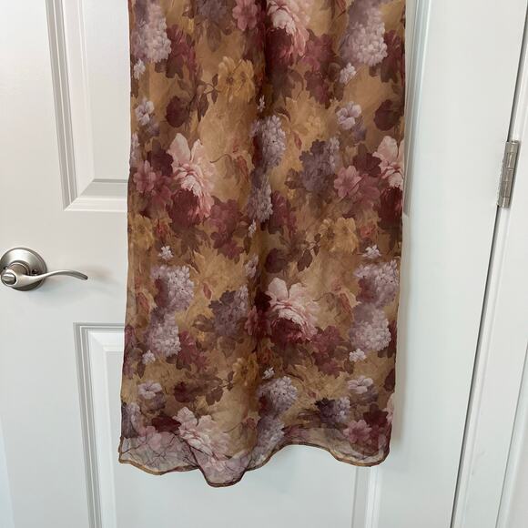 Jessica Howard Petite Floral Chiffon Midi Dress Brown Purple Overlay 90s‎ Mom - Picture 11 of 13